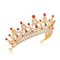 Red Gemstone 18k African Crown And Tiaras Alloy Fashion Gold Crown